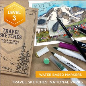Travel Sketches I: National Parks (ink + water-based marker)